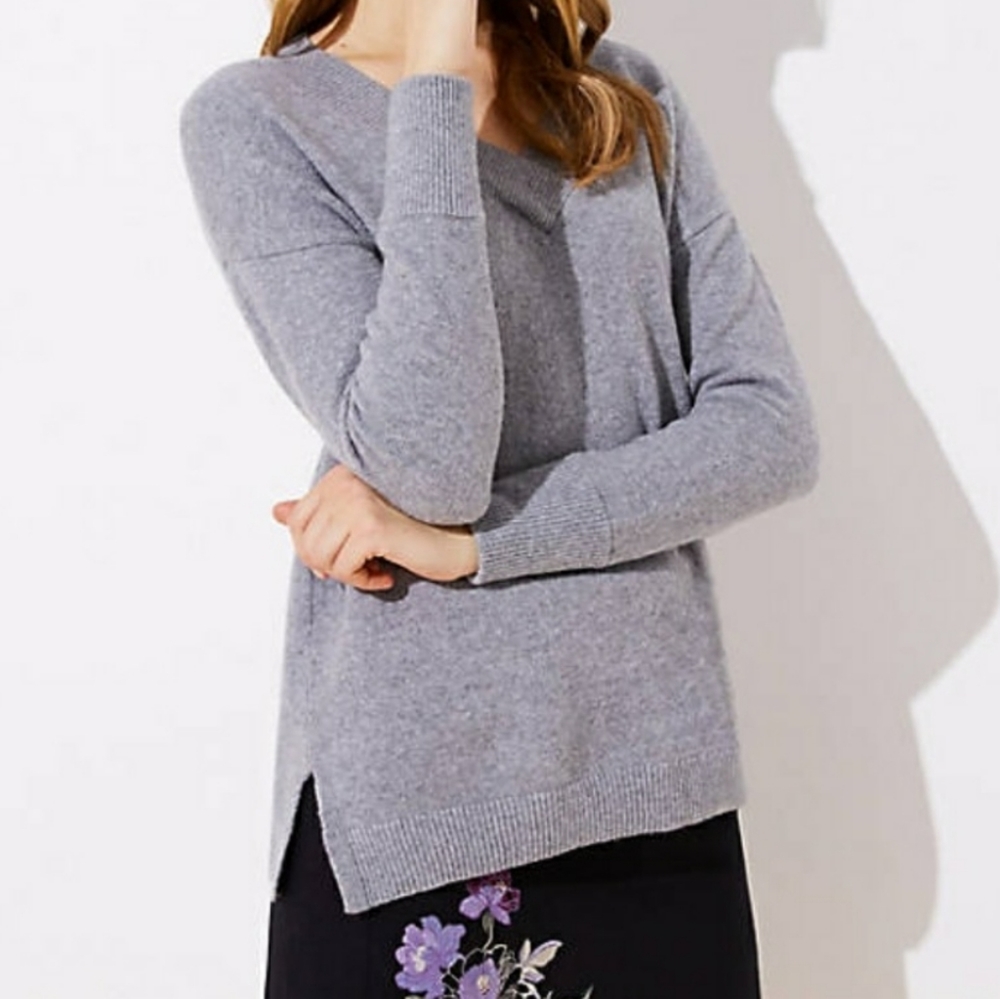 LOFT Drop Shoulder V-Neck Sweater